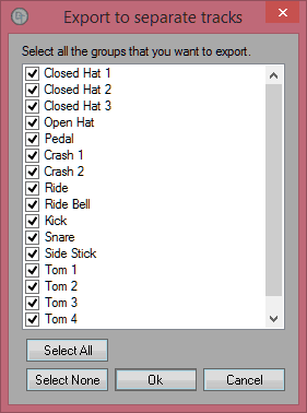 Export to seperate tracks