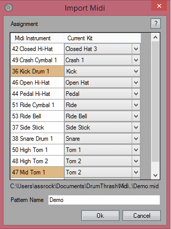 Import MIDI dialog