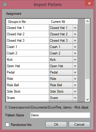 Import pattern dialog