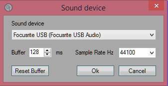 Sound device dialog