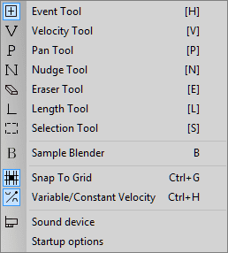 Tools menu