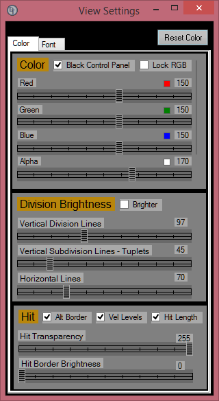 Visual hit length toggle button