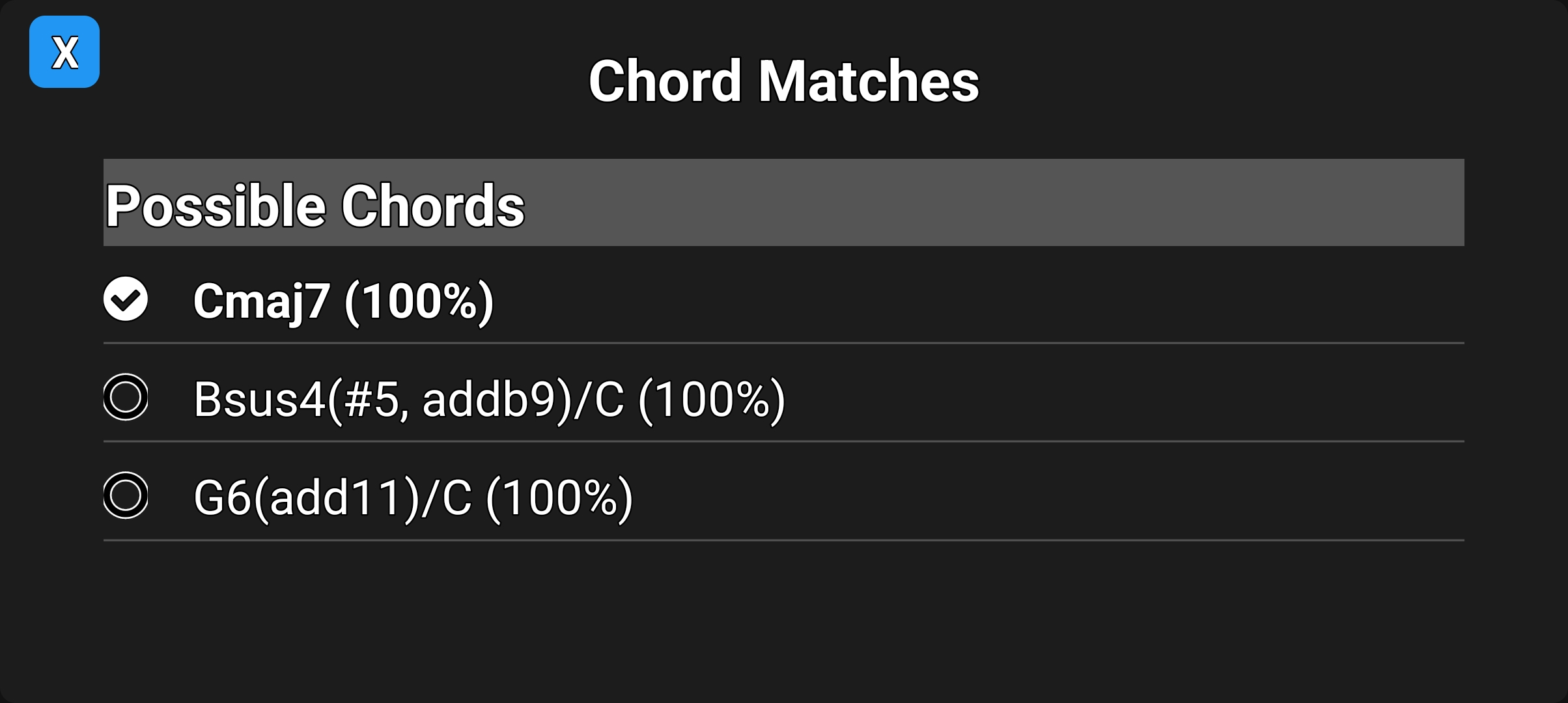 Guitar Chords & Scales Finder chord analyzer screen