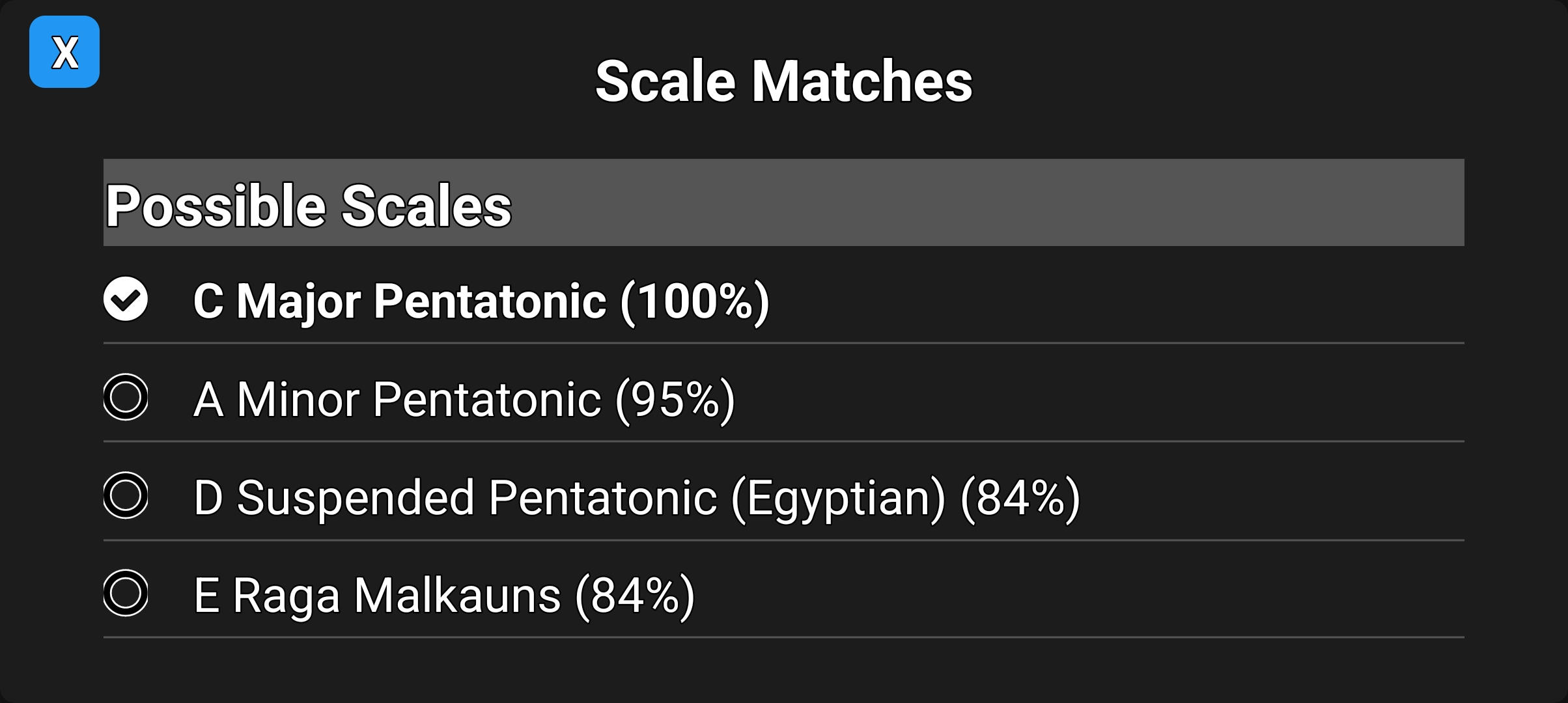 Guitar Chords & Scales Finder scale finder screen